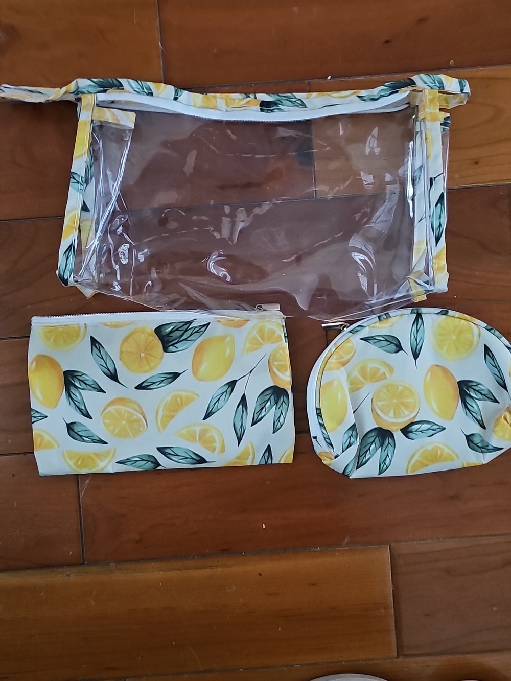 Lemon Print 3-Piece Cosmetic Bag Set